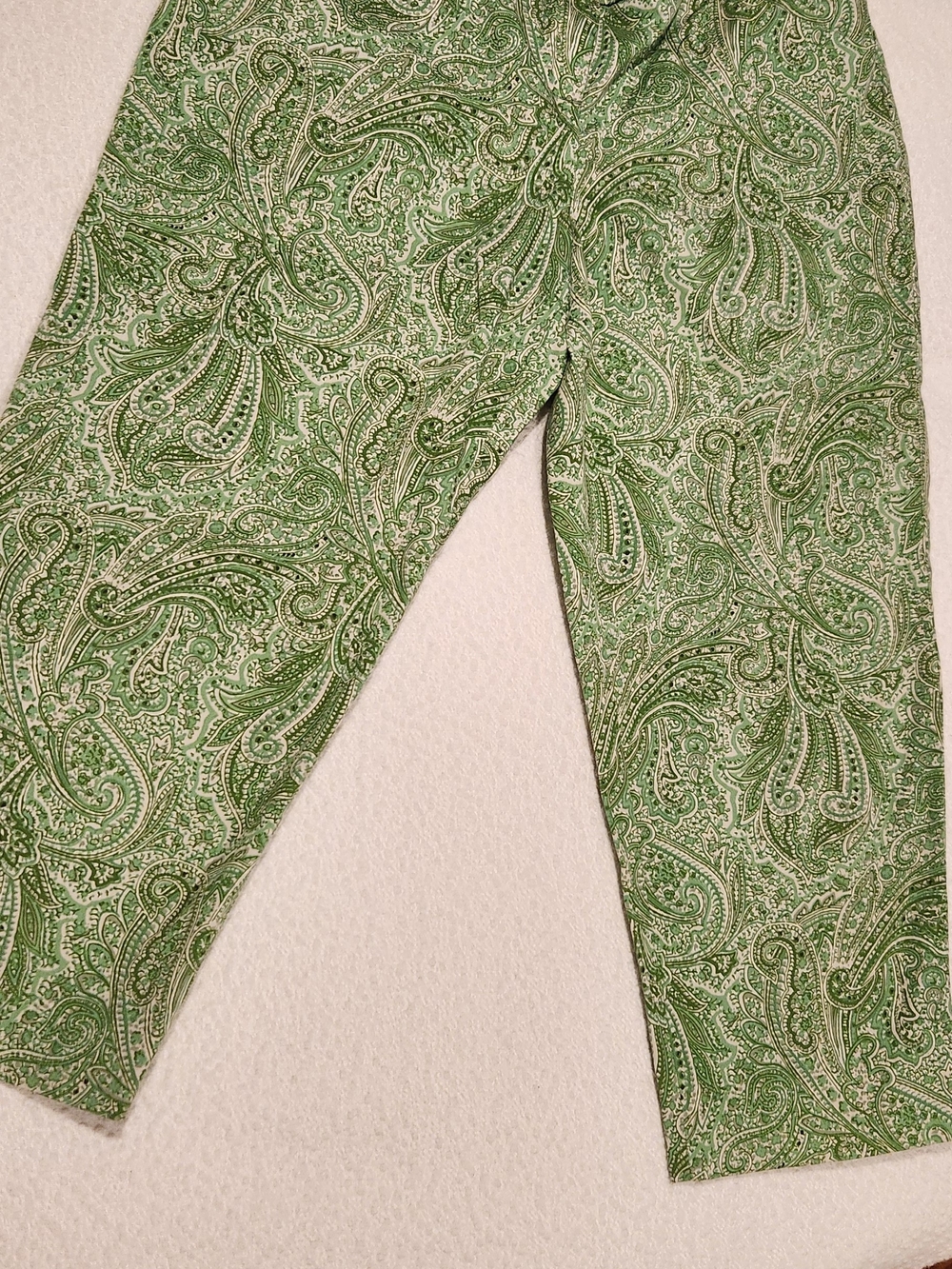 Talbots Green Paisley Cropped Pants